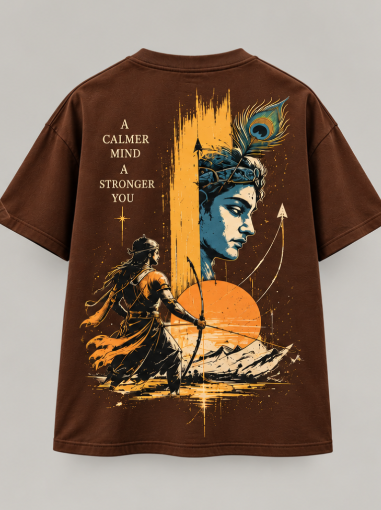 Krishna Calmer Mind Oversized Graphic T-Shirt